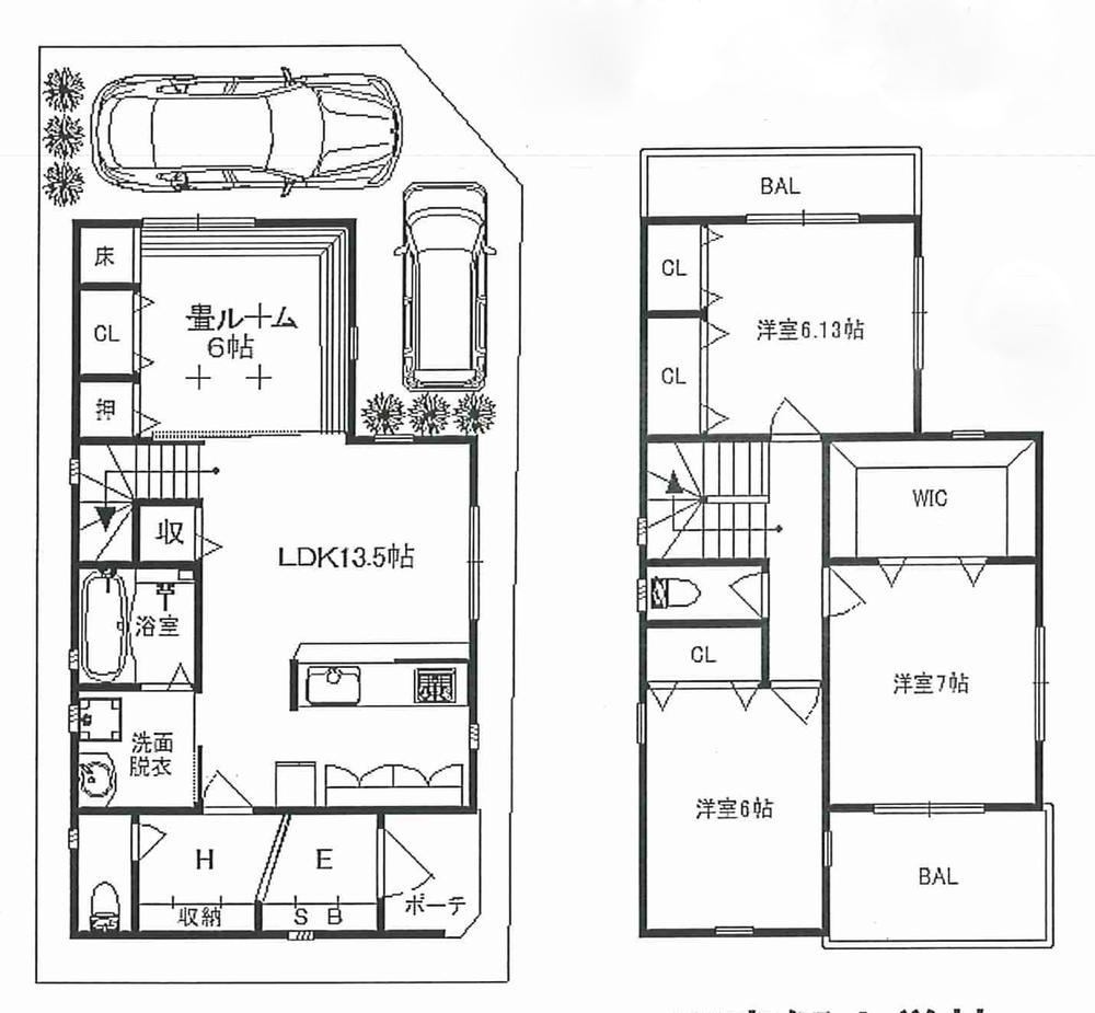 Floor plan. (C No. land), Price 37,800,000 yen, 4LDK, Land area 95.28 sq m , Building area 103.92 sq m