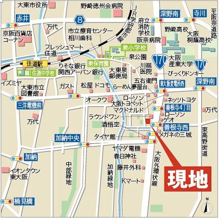 Local guide map. Conveniently located in the life large shop is dotted. The bicycle is a big success in the day-to-day because it is flat