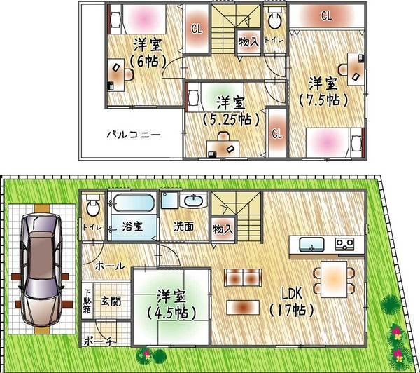 Floor plan. 28.8 million yen, 4LDK, Land area 86 sq m , Is 4LDK plan of building area 93.14 sq m 2 storey. You can change the per reference plan.