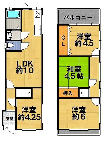 Floor plan. 8.9 million yen, 4LDK, Land area 53.25 sq m , Building area 68.89 sq m