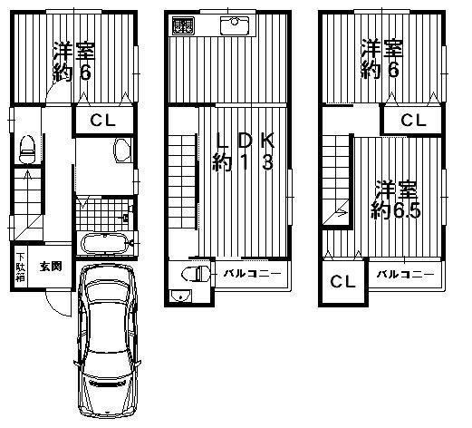 Floor plan. 22,400,000 yen, 3LDK, Land area 45.98 sq m , Building area 81.36 sq m