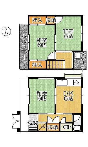 Floor plan. 9.8 million yen, 3DK, Land area 44.46 sq m , Building area 59.62 sq m