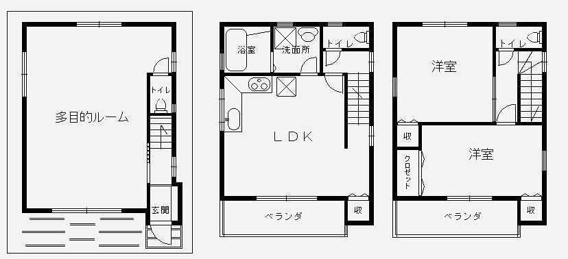 Floor plan. 25,800,000 yen, 2LDK, Land area 62.94 sq m , Building area 106.96 sq m