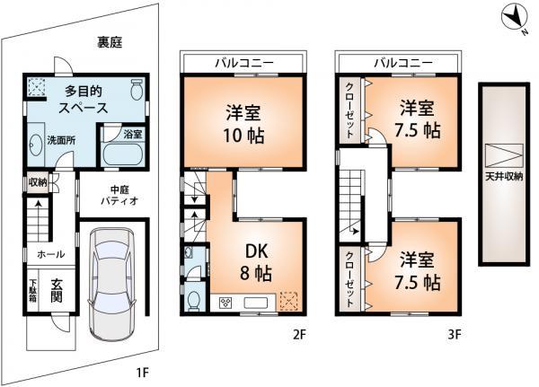 Floor plan. 18.9 million yen, 3DK, Land area 83.9 sq m , House with a building area of ​​106.92 sq m courtyard