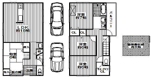 Floor plan. 26,800,000 yen, 4LDK, Land area 119.34 sq m , Building area 104.89 sq m