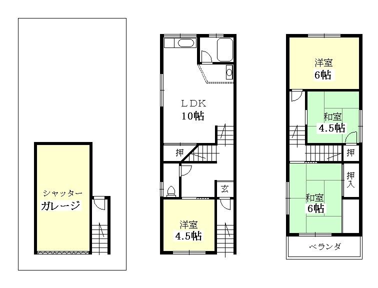 Floor plan. 6.8 million yen, 4LDK, Land area 58.3 sq m , Building area 84.05 sq m split-level home of 4LDK