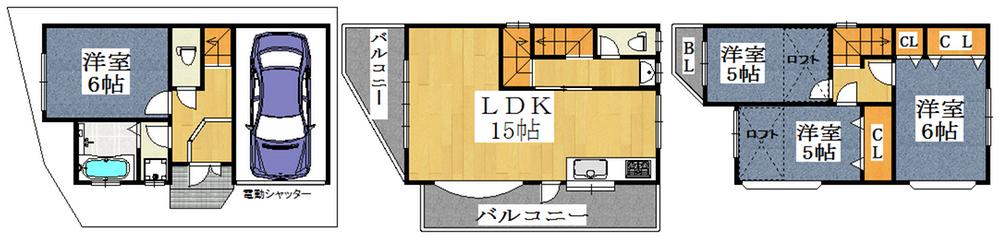 Floor plan. 19,800,000 yen, 4LDK, Land area 42.66 sq m , Building area 101.56 sq m