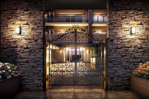Features of the building.  [Entrance gate] Shoot the magnificent presence, Installing the gate using the Wrought Iron European tradition to entrance gate. Entrance also say that the face of the apartment has been directed at certain status (Rendering)