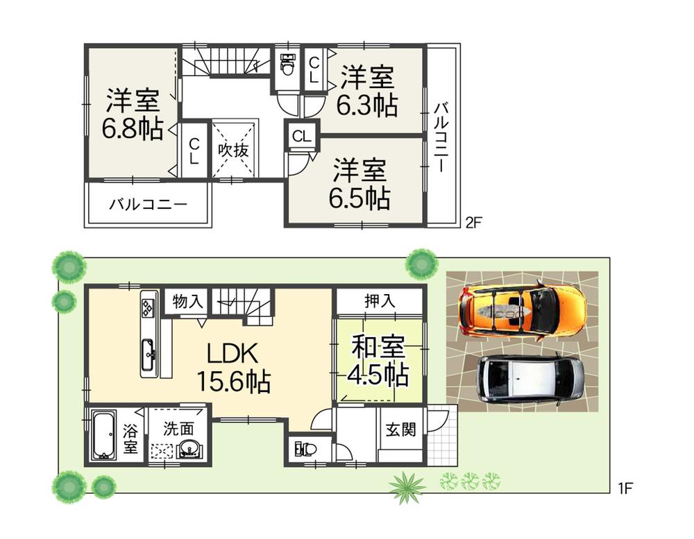 Floor plan. 33,800,000 yen, 4LDK + S (storeroom), Land area 113.53 sq m , Building area 85 sq m