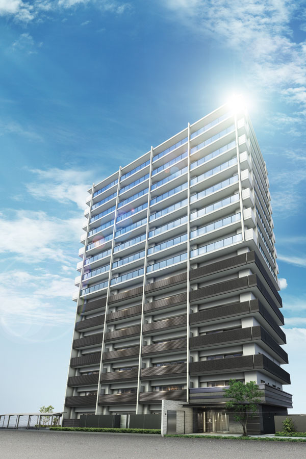 Features of the building.  [appearance] The good location of the station 3-minute walk, New landmark appearance. Total 58 House, 1 floor 4 House. Is the quality of the residence suitable for permanent residence (Rendering)