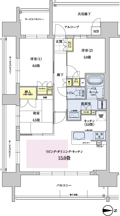 Floor: 3LDK, occupied area: 66 sq m, Price: 25.5 million yen