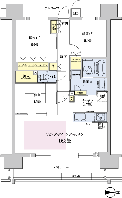 Floor: 3LDK, occupied area: 70 sq m, Price: 26.4 million yen