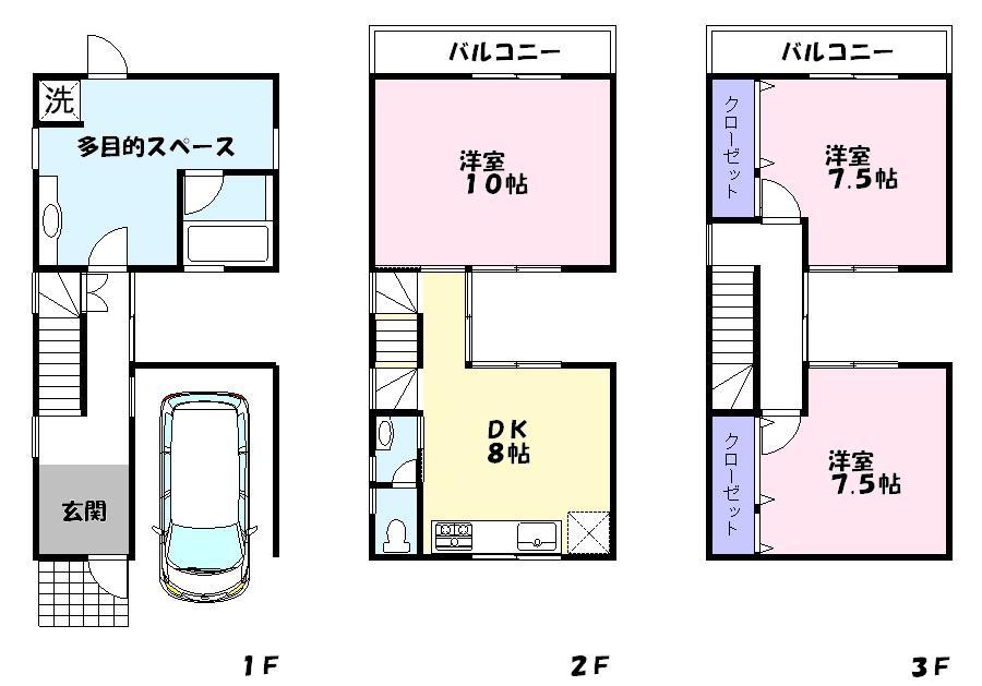 Floor plan. 18.9 million yen, 3DK, Land area 73.3 sq m , Building area 106.92 sq m