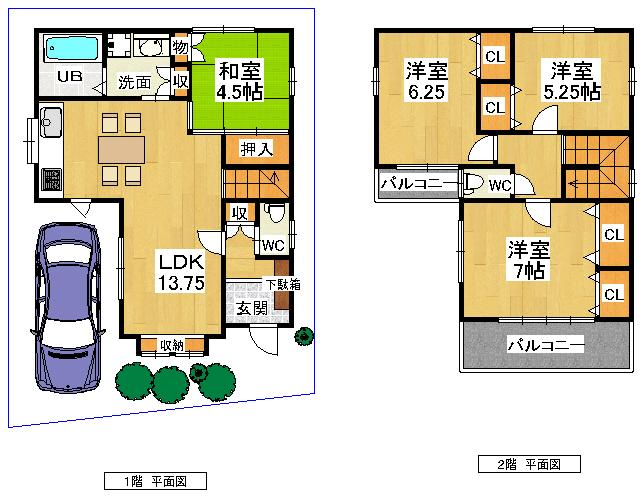 Floor plan. 26.7 million yen, 4LDK, Land area 80.37 sq m , Building area 91.08 sq m