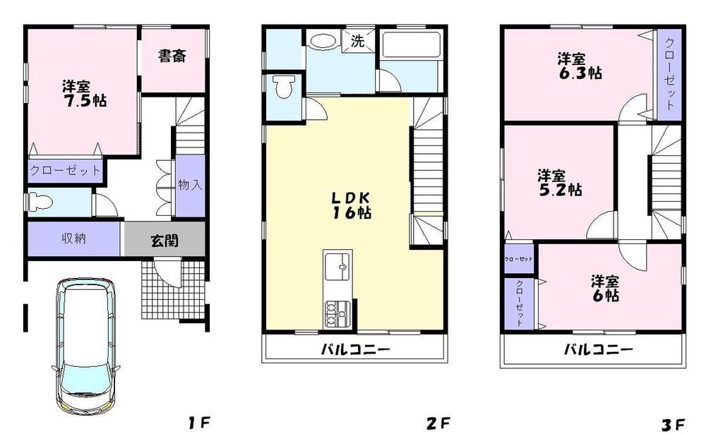 Floor plan. 28.8 million yen, 4LDK + 2S (storeroom), Land area 64.55 sq m , Building area 116.87 sq m