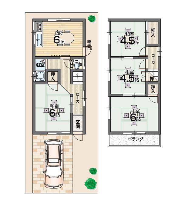 Floor plan. 4 million yen, 4DK, Land area 59.22 sq m , Building area 61.88 sq m