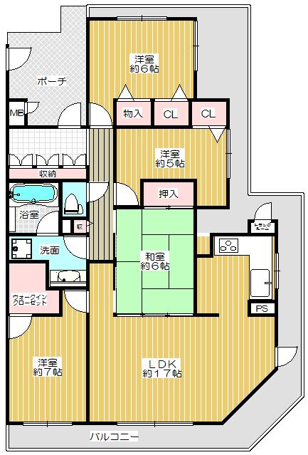 Floor plan. 4LDK, Price 22,800,000 yen, Footprint 92.4 sq m , Balcony area 48.11 sq m