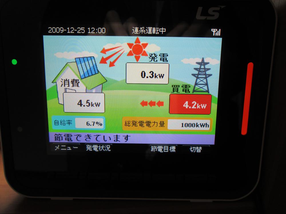 Power generation ・ Hot water equipment. You can see the power in this monitor