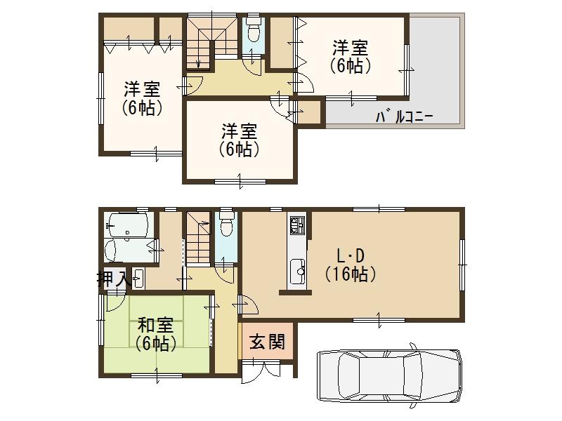 Floor plan. Price 26,800,000 yen, 4LDK, Land area 96.78 sq m , Building area 94.77 sq m