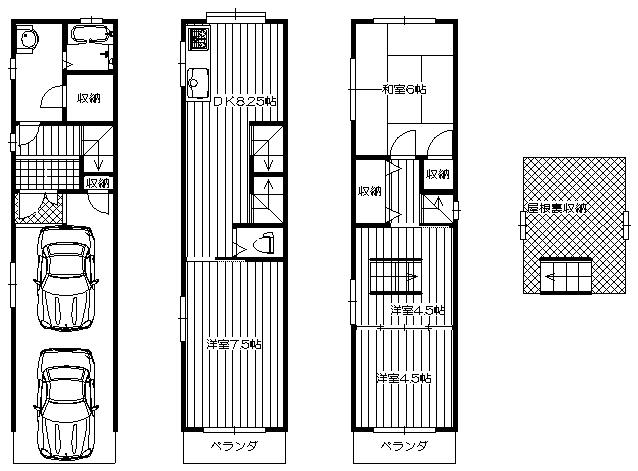 Floor plan. 9,950,000 yen, 4DK + S (storeroom), Land area 39.82 sq m , Building area 82.62 sq m 2 and single car stops ^^