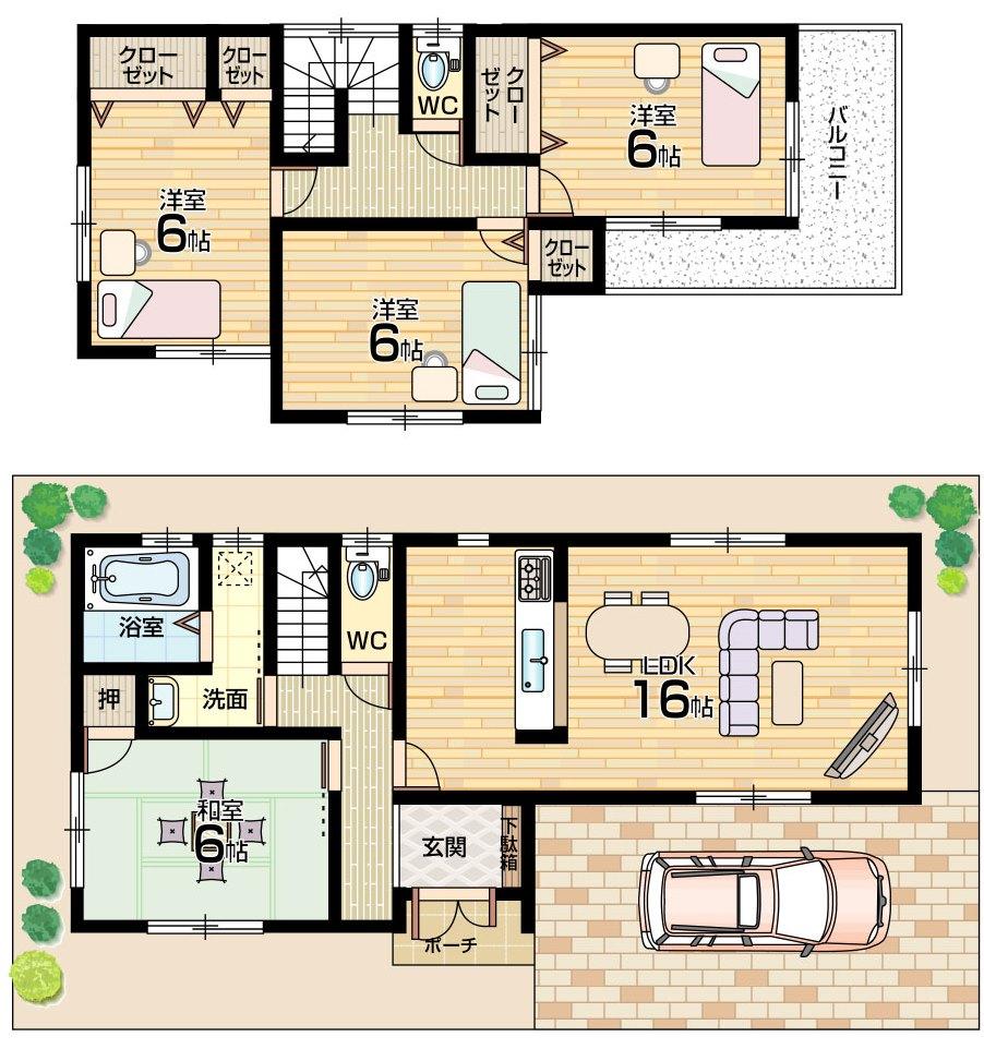 Floor plan. (No. 1 point), Price 26,800,000 yen, 4LDK, Land area 96.78 sq m , Building area 94.77 sq m