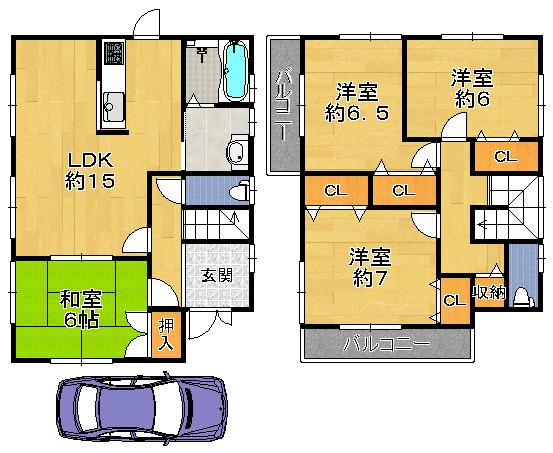Floor plan. (No. 5 locations), Price 28.8 million yen, 4LDK, Land area 94.55 sq m , Building area 98.81 sq m