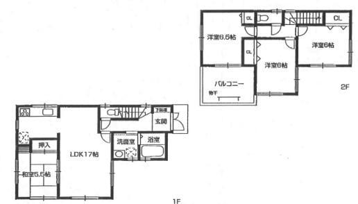Floor plan. 25,800,000 yen, 4LDK, Land area 92.48 sq m , Is a floor plan of the building area 93.96 sq m 2-story 4LDK