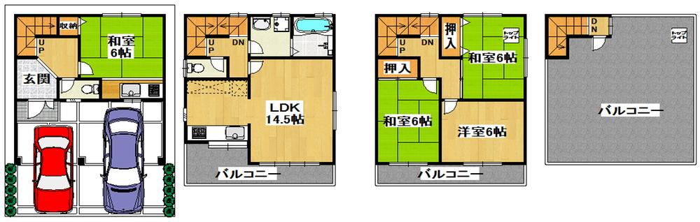 Floor plan. 24,750,000 yen, 4LDK, Land area 66.32 sq m , Building area 116.64 sq m