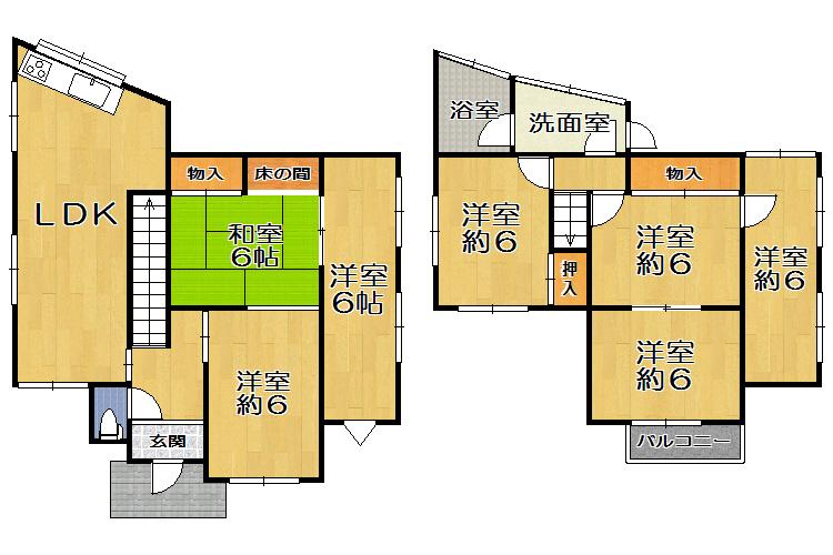 Floor plan. 9.8 million yen, 7LDK, Land area 146.78 sq m , Building area 111.99 sq m
