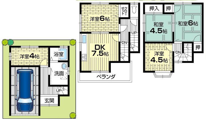 Floor plan. 11.8 million yen, 5DK, Land area 45.09 sq m , It is a building area of ​​90.53 sq m Floor