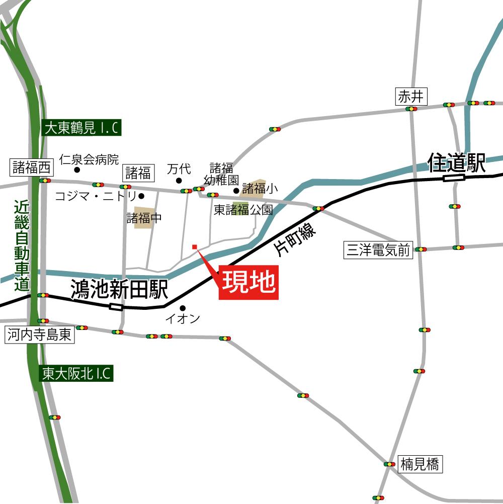 Local guide map. Car navigation input: Osaka Prefecture Daito Morofuku 3-chome, 8-12 near