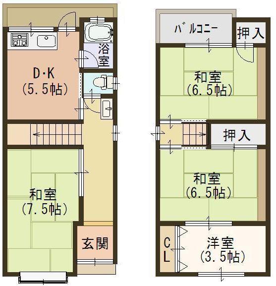 Floor plan. 5 million yen, 4DK, Land area 56.93 sq m , Building area 58.24 sq m