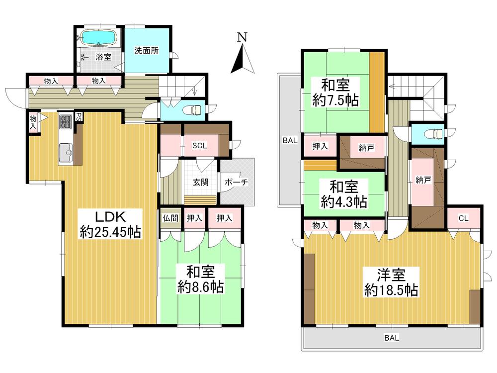 Floor plan. 51,800,000 yen, 4LDK + 2S (storeroom), Land area 231.41 sq m , Building area 162.95 sq m