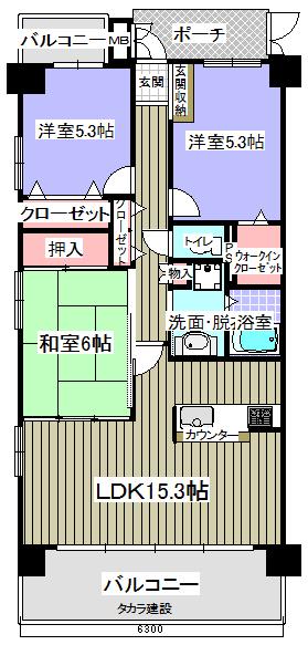 Floor plan. 3LDK, Price 11.4 million yen, Occupied area 71.82 sq m , Balcony area 14.1 sq m
