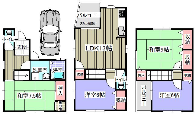 Floor plan. 11,980,000 yen, 4LDK, Land area 67.19 sq m , Building area 98.81 sq m