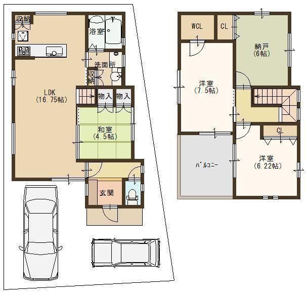Floor plan. 31,998,000 yen, 4LDK, Land area 100.42 sq m , Good day in the building area 92.33 sq m south-facing
