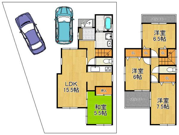 Floor plan. 36,900,000 yen, 4LDK, Land area 109.43 sq m , It is a building area of ​​94.77 sq m solar power generation mortgage ☆