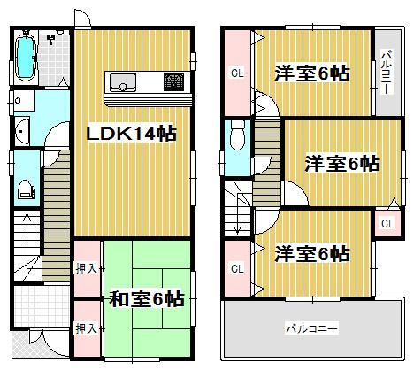Floor plan. 32,060,000 yen, 4LDK, Land area 123.68 sq m , Building area 91.53 sq m
