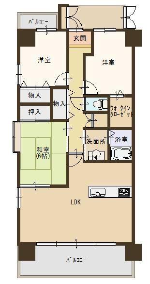 Floor plan. 3LDK, Price 11.4 million yen, Occupied area 71.82 sq m , Balcony area 14.1 sq m floor plan here