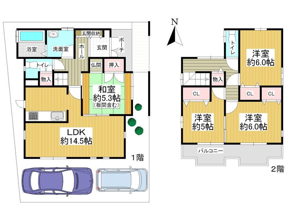 Floor plan. 21,800,000 yen, 4LDK, Land area 102.34 sq m , Building area 93.97 sq m