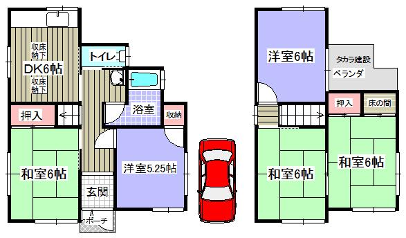 Floor plan. 6.9 million yen, 5DK, Land area 87.69 sq m , Building area 76.94 sq m