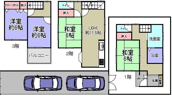 Floor plan. 21,800,000 yen, 4LDK, Land area 100 sq m , Building area 97.26 sq m