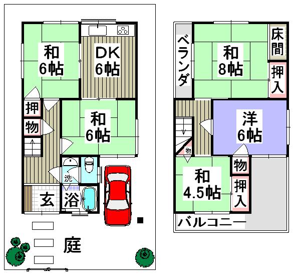 Floor plan. 9.8 million yen, 5DK, Land area 72.12 sq m , Building area 89.42 sq m
