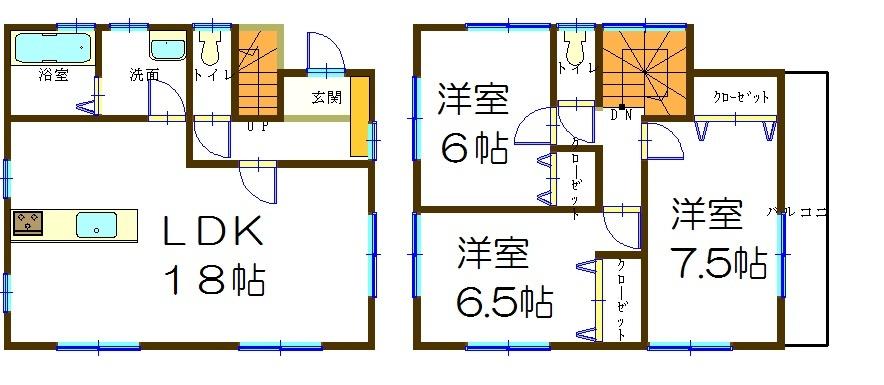 Floor plan. 22,800,000 yen, 3LDK, Land area 83.23 sq m , Building area 89.42 sq m each room spacious 6 quires more Toilet 2 places