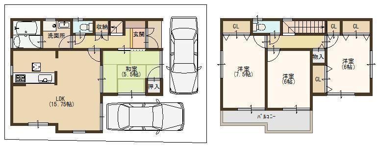 Floor plan. 23.8 million yen, 4LDK, Land area 95.33 sq m , Building area 93.55 sq m floor plan here