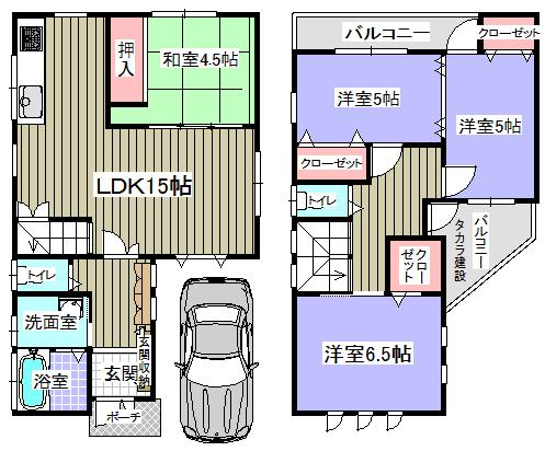 Floor plan. 21,800,000 yen, 4LDK, Land area 85.1 sq m , Building area 93.89 sq m