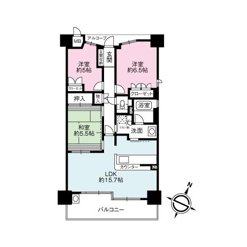 Floor plan. 3LDK, Price 21.5 million yen, Occupied area 72.67 sq m , Balcony area 11.25 sq m