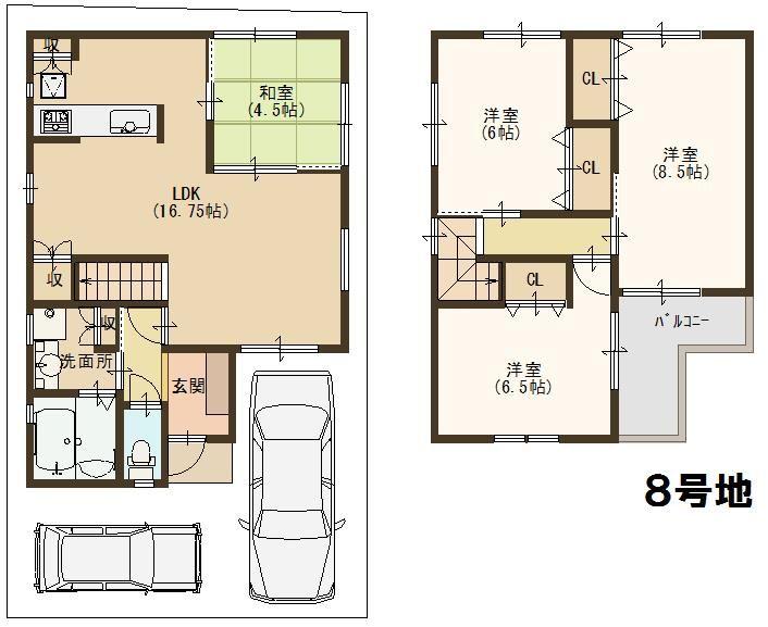 Floor plan. (No. 8 locations), Price 26,998,000 yen, 4LDK, Land area 90.97 sq m , Building area 92.34 sq m