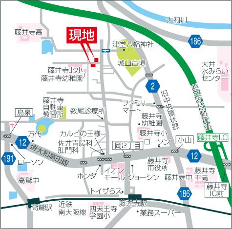 Local guide map. Until Fujiidera Station walk about 15 minutes! !