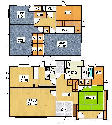 Floor plan. 54,800,000 yen, 4LDK + S (storeroom), Land area 342.08 sq m , Building area 174.45 sq m